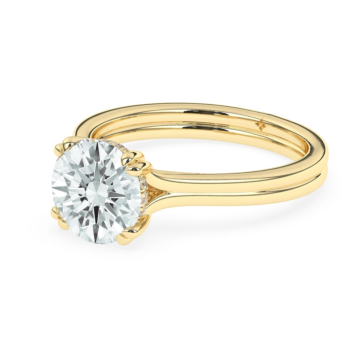 2.0CT Round Cut Hidden Halo Split Shank Moissanite Engagement Ring