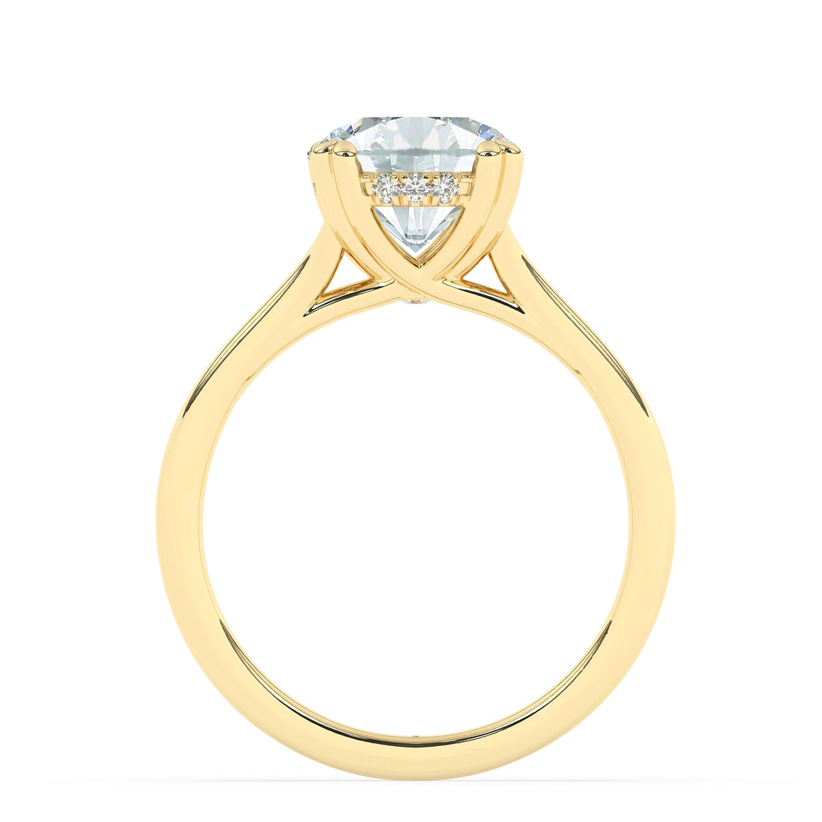 2.0CT Round Cut Hidden Halo Split Shank Moissanite Engagement Ring