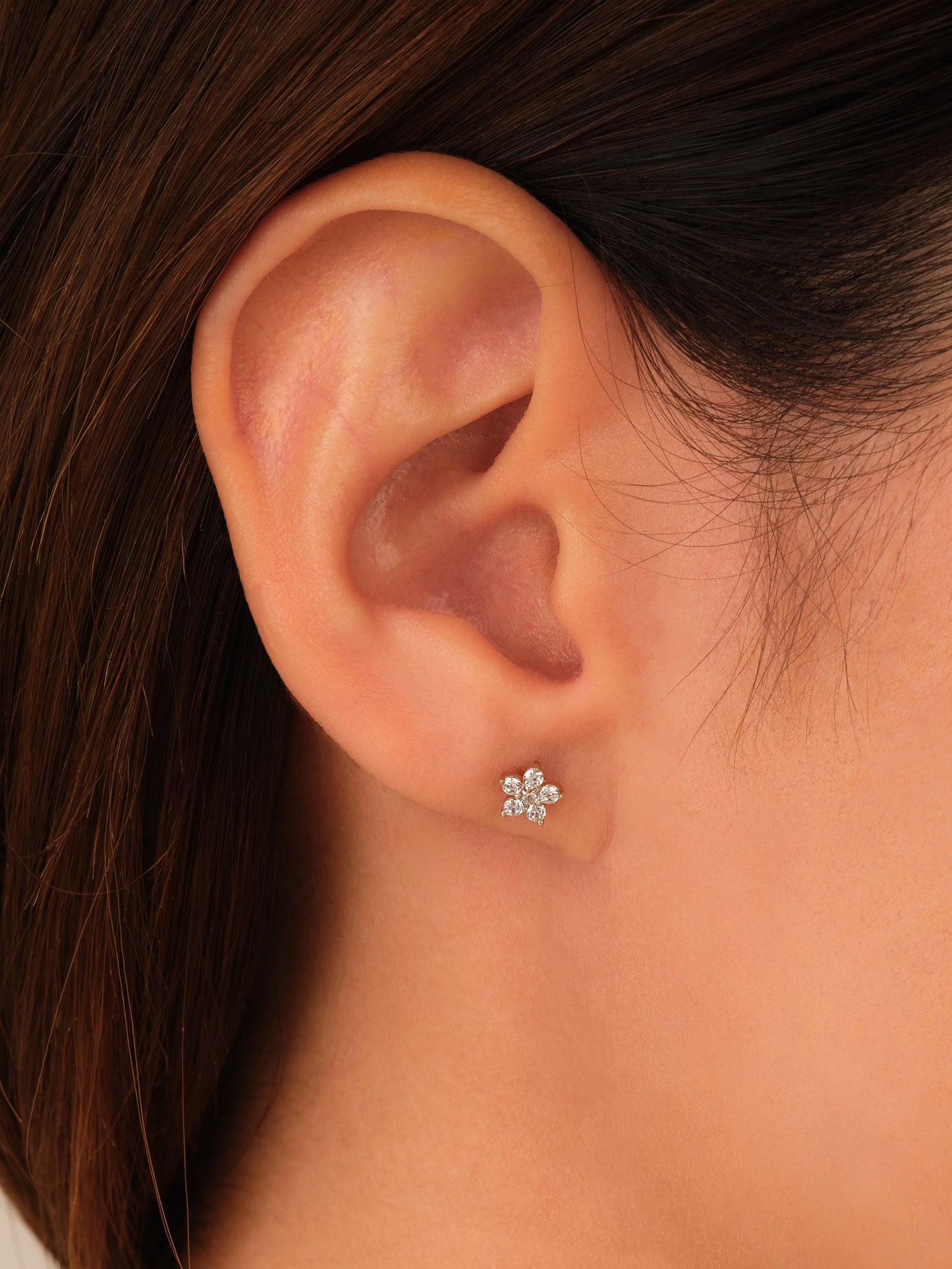 Round Cut Flower Moissanite Stud Diamond Earrings For Women