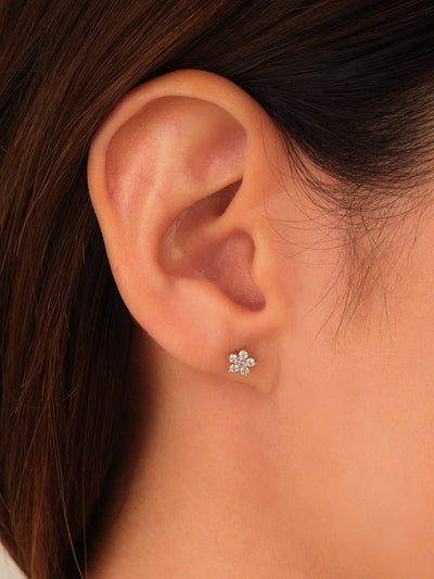 Round Cut Flower Moissanite Stud Diamond Earrings For Women