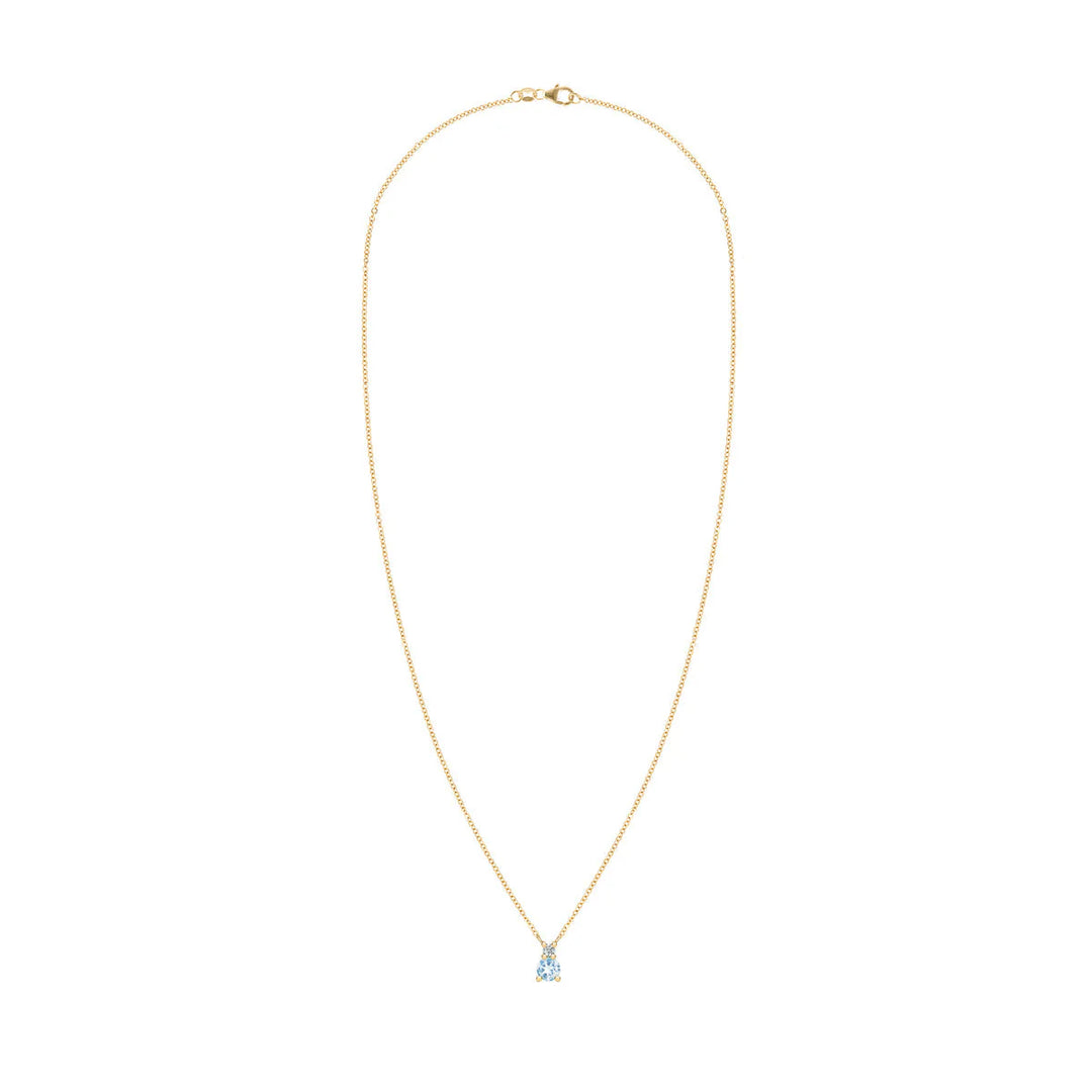 0.25CT Round Cut Aquamarine Moissanite March Birthstone Necklace