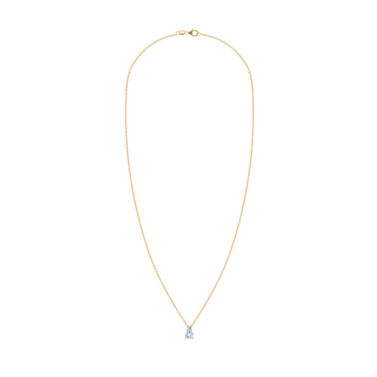 0.25CT Round Cut Aquamarine Moissanite March Birthstone Necklace