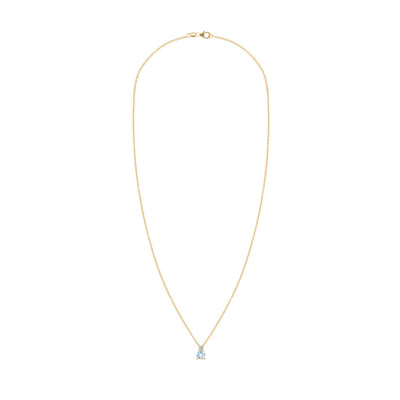 0.25CT Round Cut Aquamarine Moissanite March Birthstone Necklace