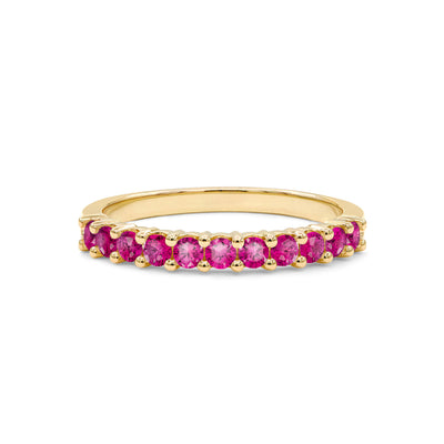 1.10TCW Round Cut Ruby Moissanite july Birthstone Wedding Band