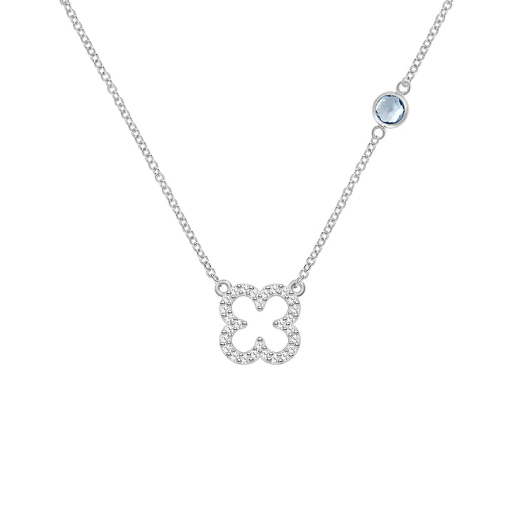 1.93TCW Round Open Floral Moissanite March Birthstone Necklace