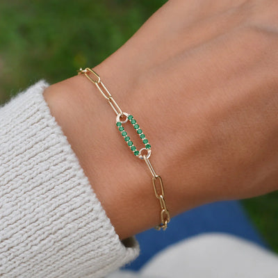 1.50TCW Round Cut Emerald Moissanite May Birthstone Bracelet