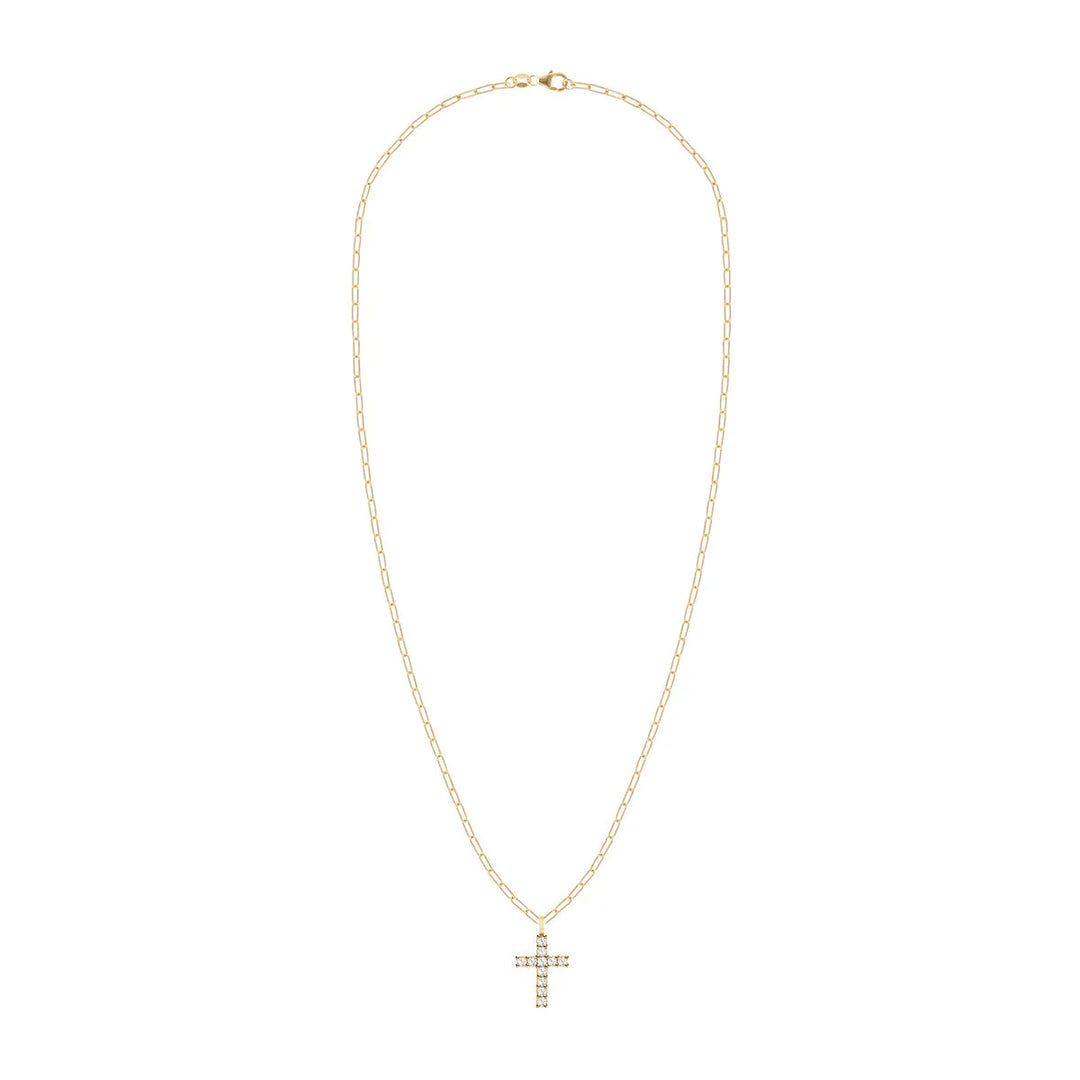 1.32TCW Round Diamond Cross Moissanite April Birthstone Pendant Necklace