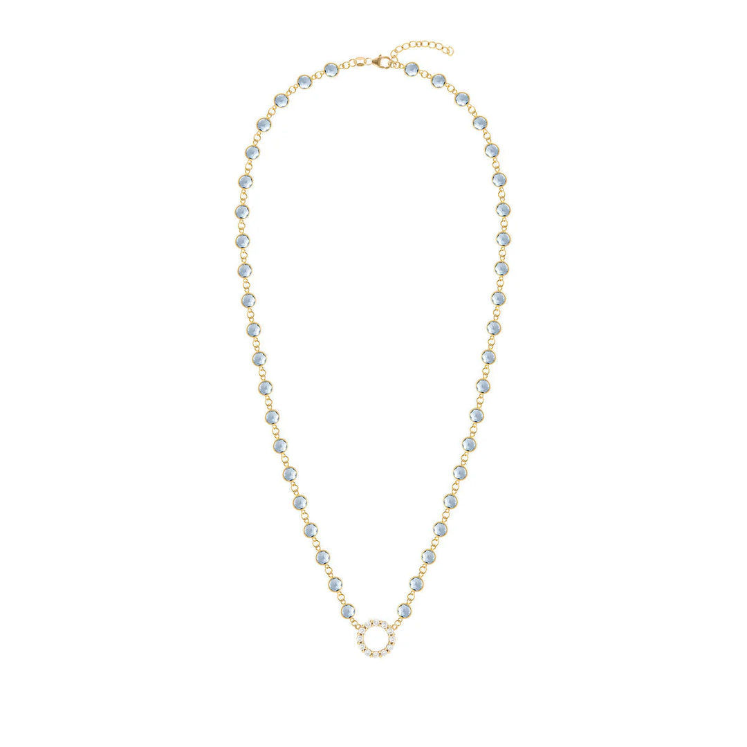 10.18TCW Round Open Circle Moissanite March Birthstone Necklace