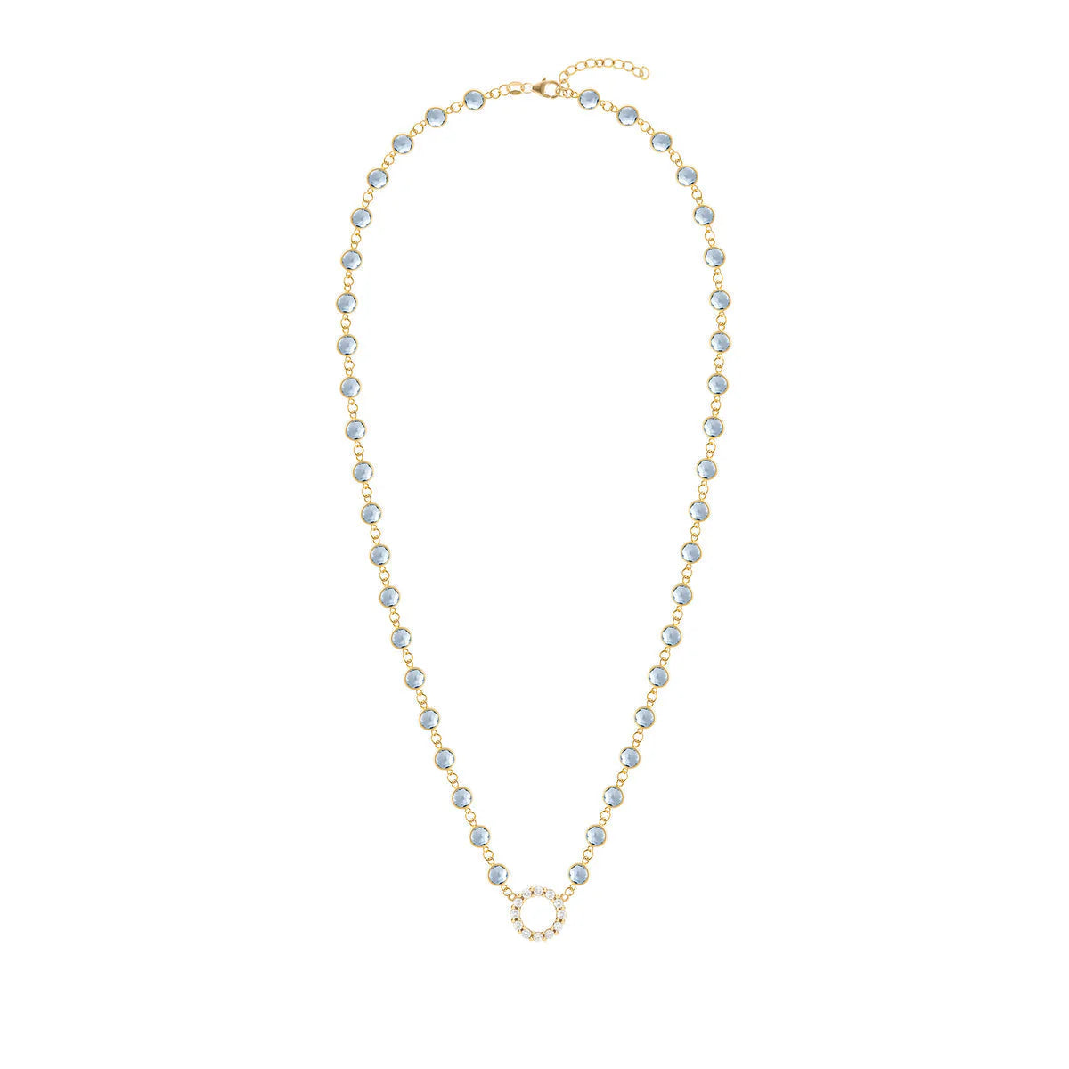10.18TCW Round Open Circle Moissanite March Birthstone Necklace