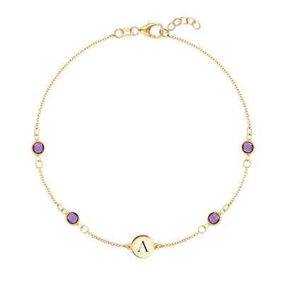 1.0TCW Round Cut Customized Moissanite February Birthstone Bracelet