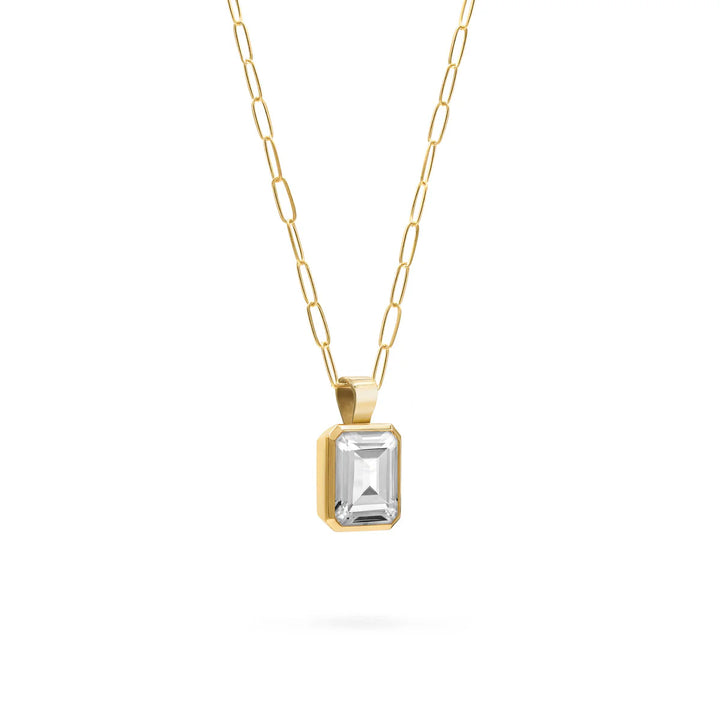 4.0CT Emerald Cut Diamond Moissanite April Birthstone Pendant Necklace