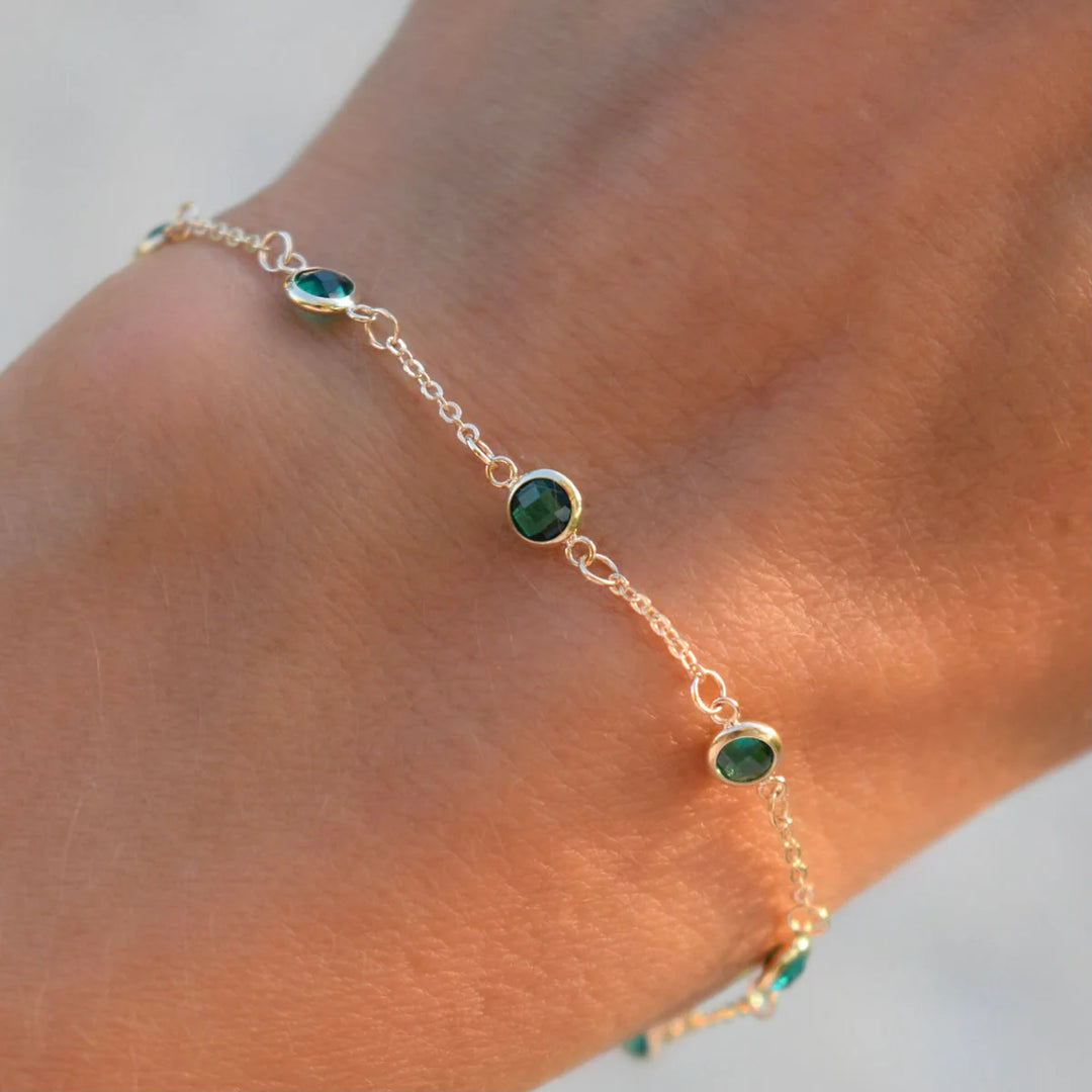 1.75TCW Round Cut Emerald Moissanite May Birthstone Bracelet