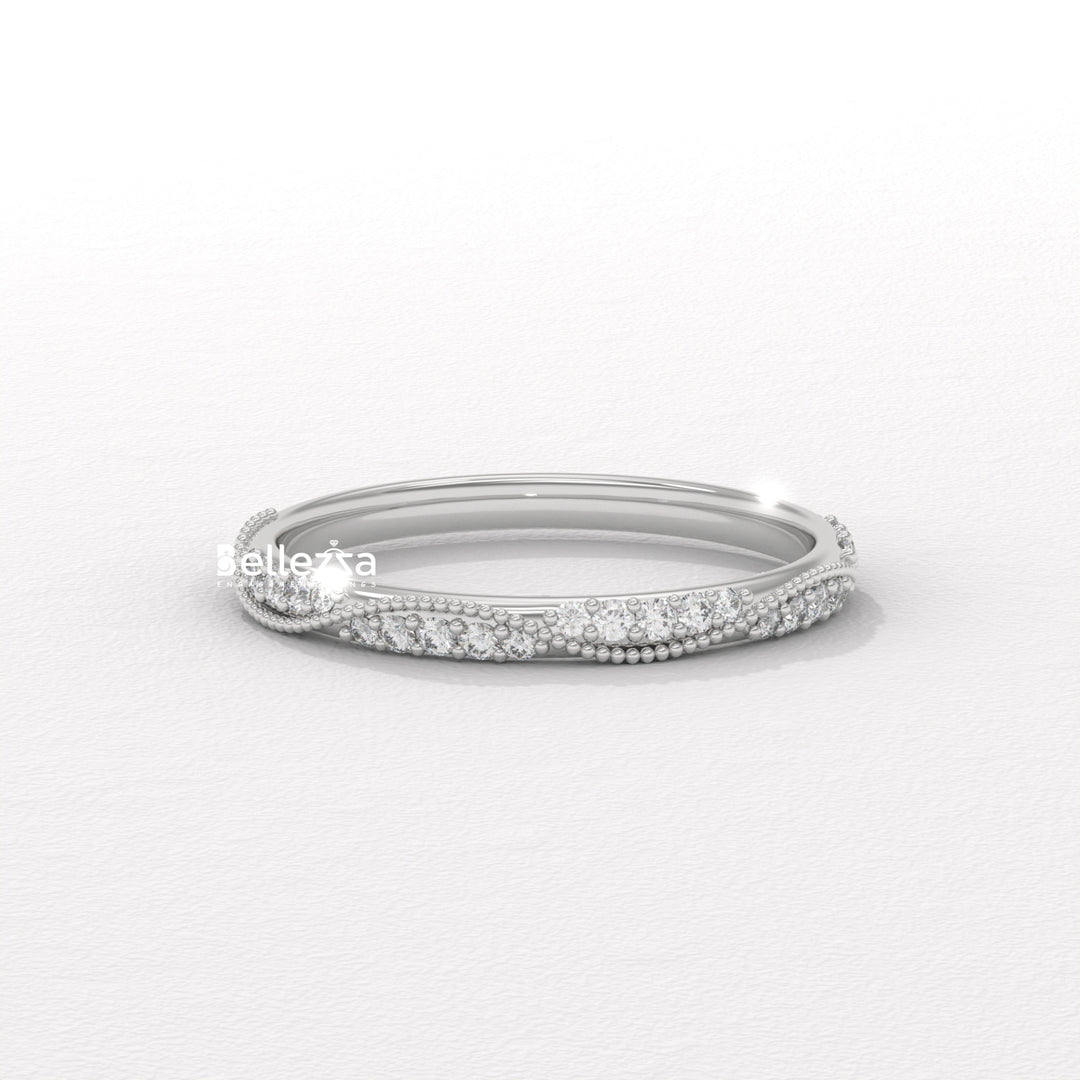 Round Diamond Vintage Style Half Eternity Lab Grown Wedding Band