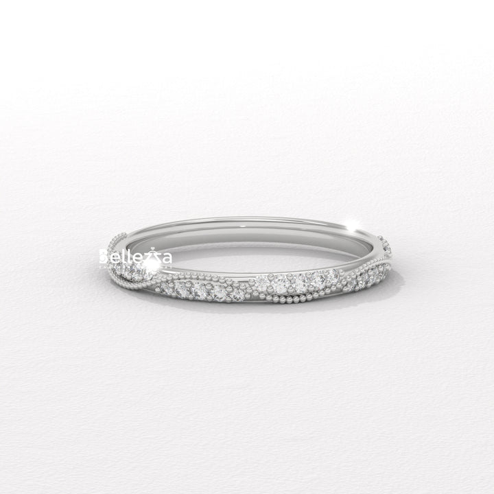 Round Diamond Vintage Style Half Eternity Lab Grown Wedding Band