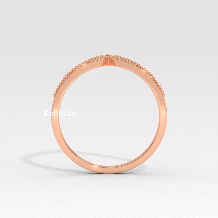 Round Diamond V Shape Lab Grown Wedding Band