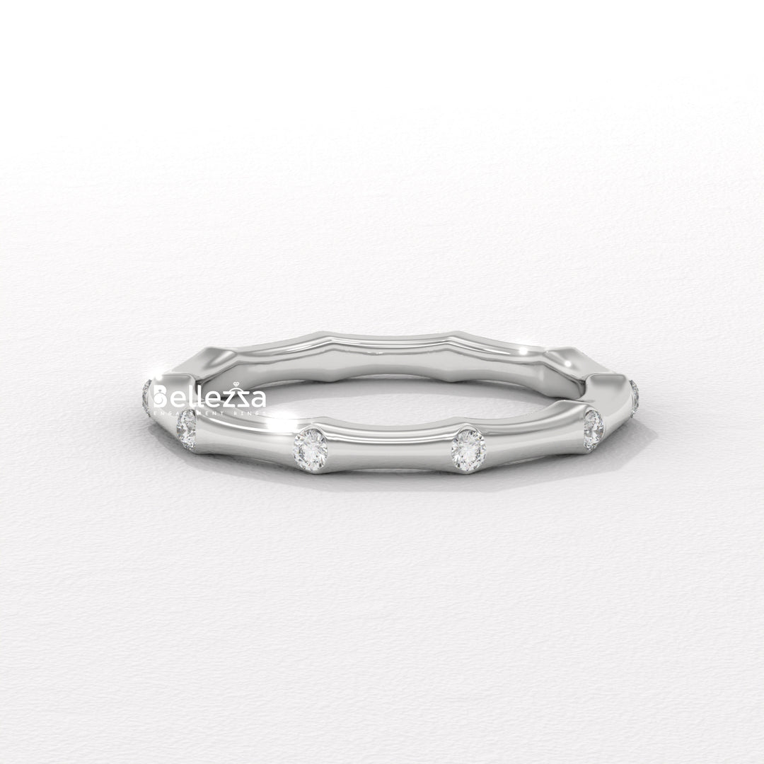 Round Diamond Petite Pave Setting Lab Grown Wedding Band