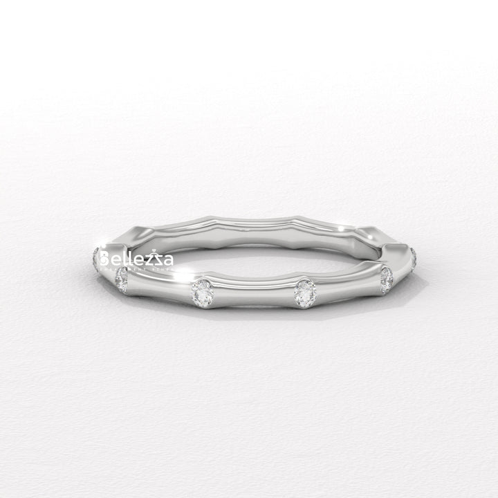 Round Diamond Petite Pave Setting Lab Grown Wedding Band