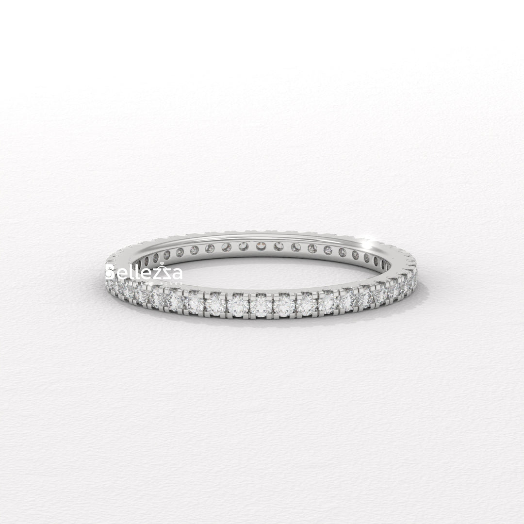 Round Diamond Pave Setting Eternity Lab Grown  Wedding Band
