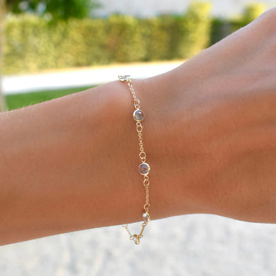 1.75TCW Round Cut Aquamarine Moissanite March Birthstone Bracelet
