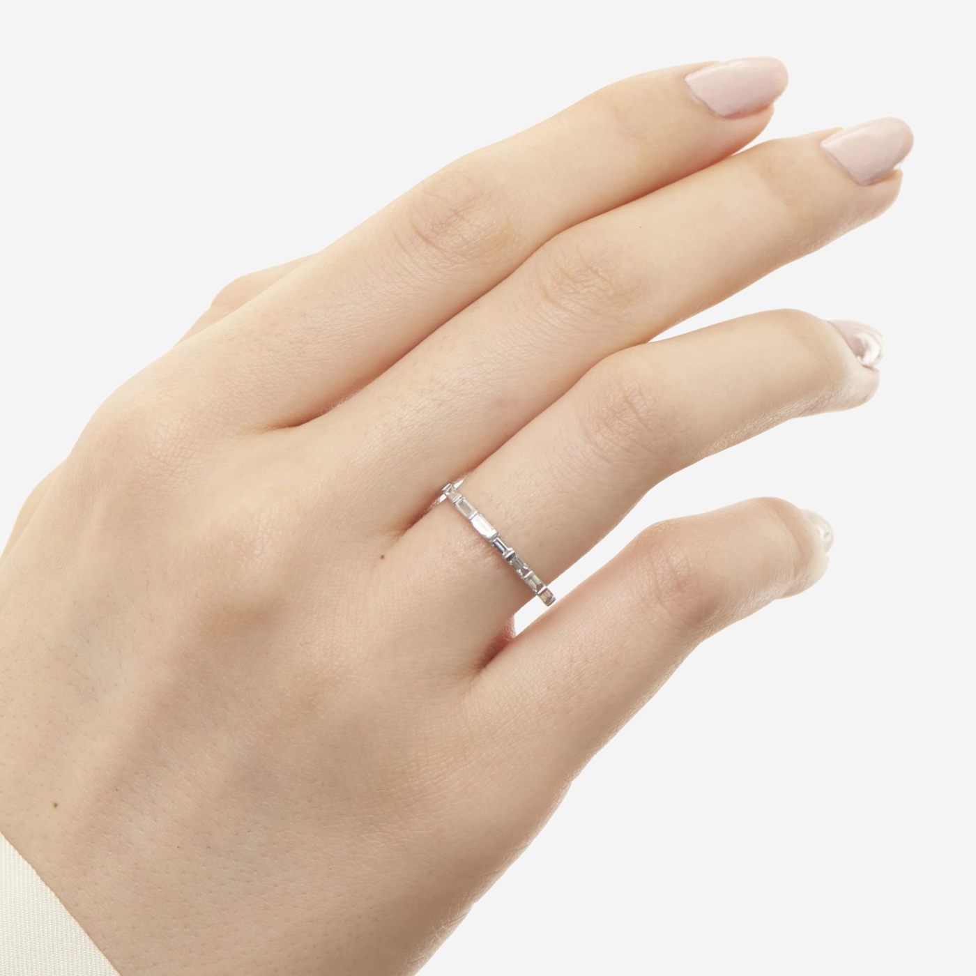 Baguette Cut Bar Eternity Diamond Wedding Band For Women