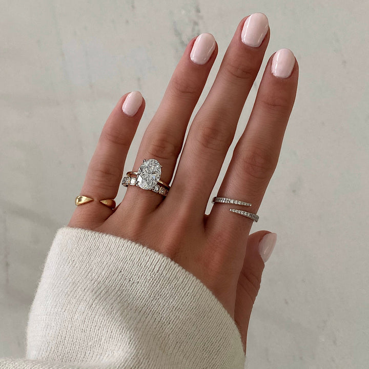 Asscher Cut Bezel Diamond Wedding Band For Women