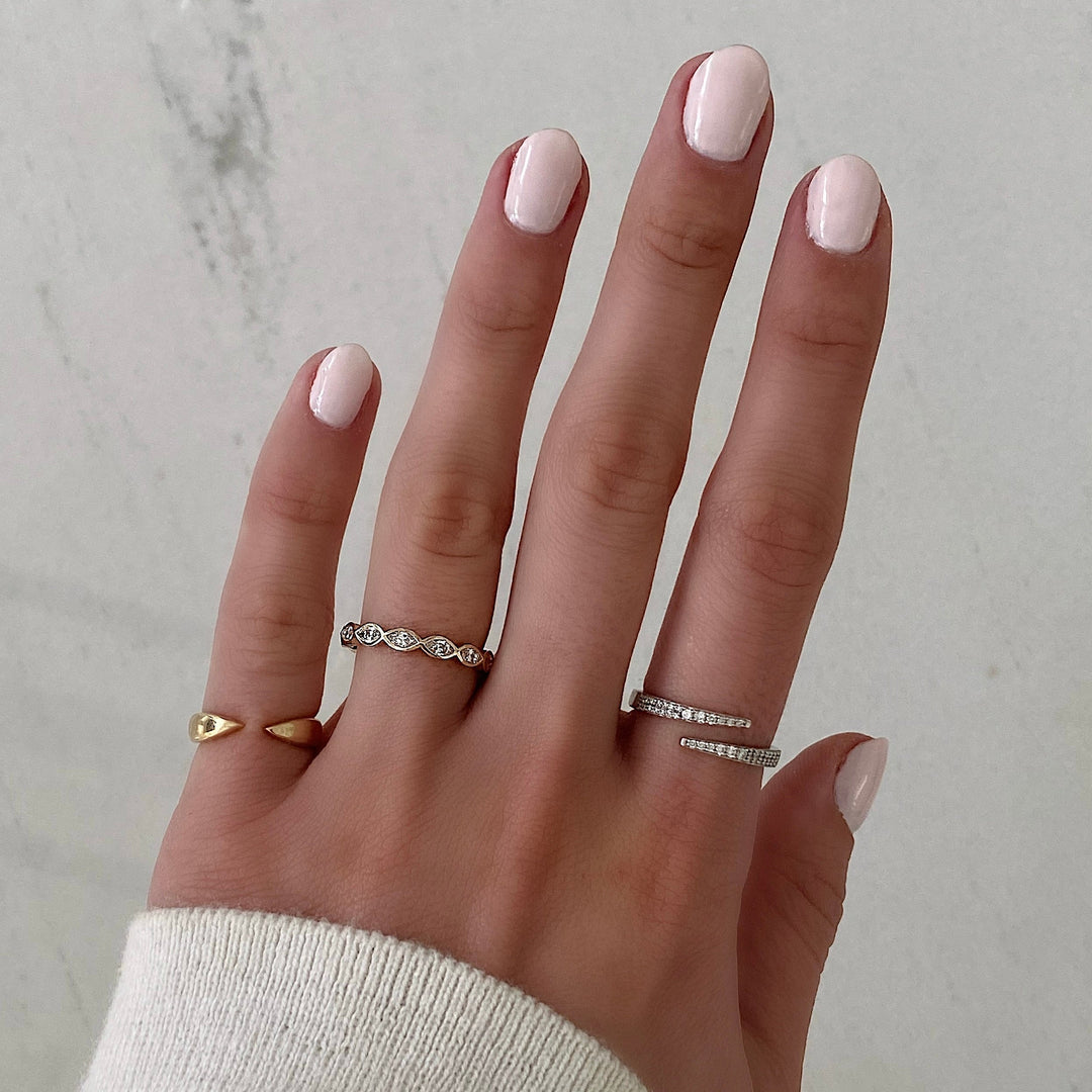 Marquise Cut Bezel Diamond Wedding Band For Women