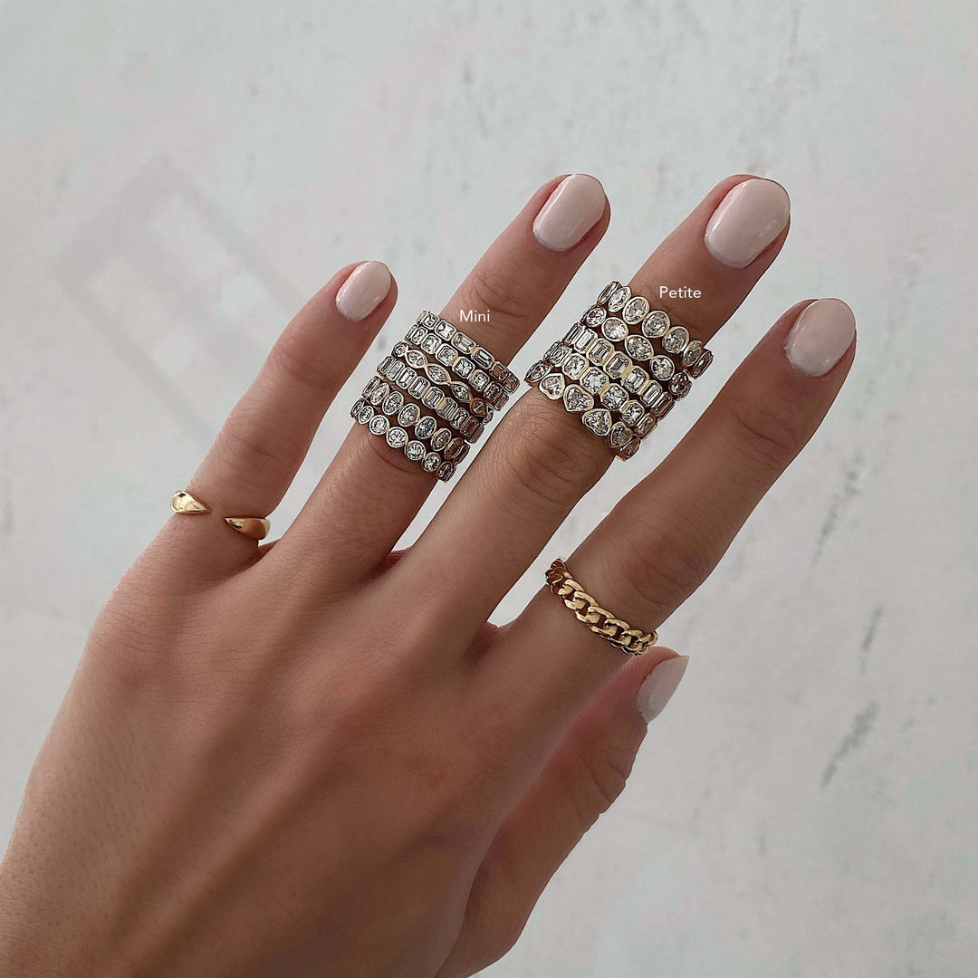 Oval Cut Bezel Diamond Wedding Band For Women