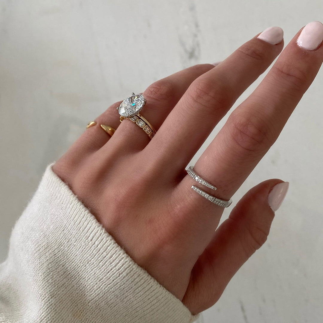 Emerald Cut Bezel Diamond Wedding Band For Women