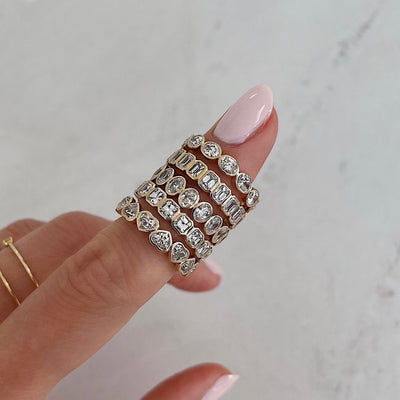 Oval Cut Bezel Diamond Wedding Band For Women