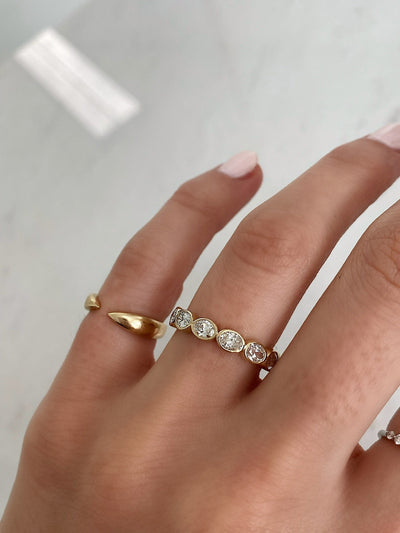 Oval Cut Bezel Diamond Wedding Band For Women