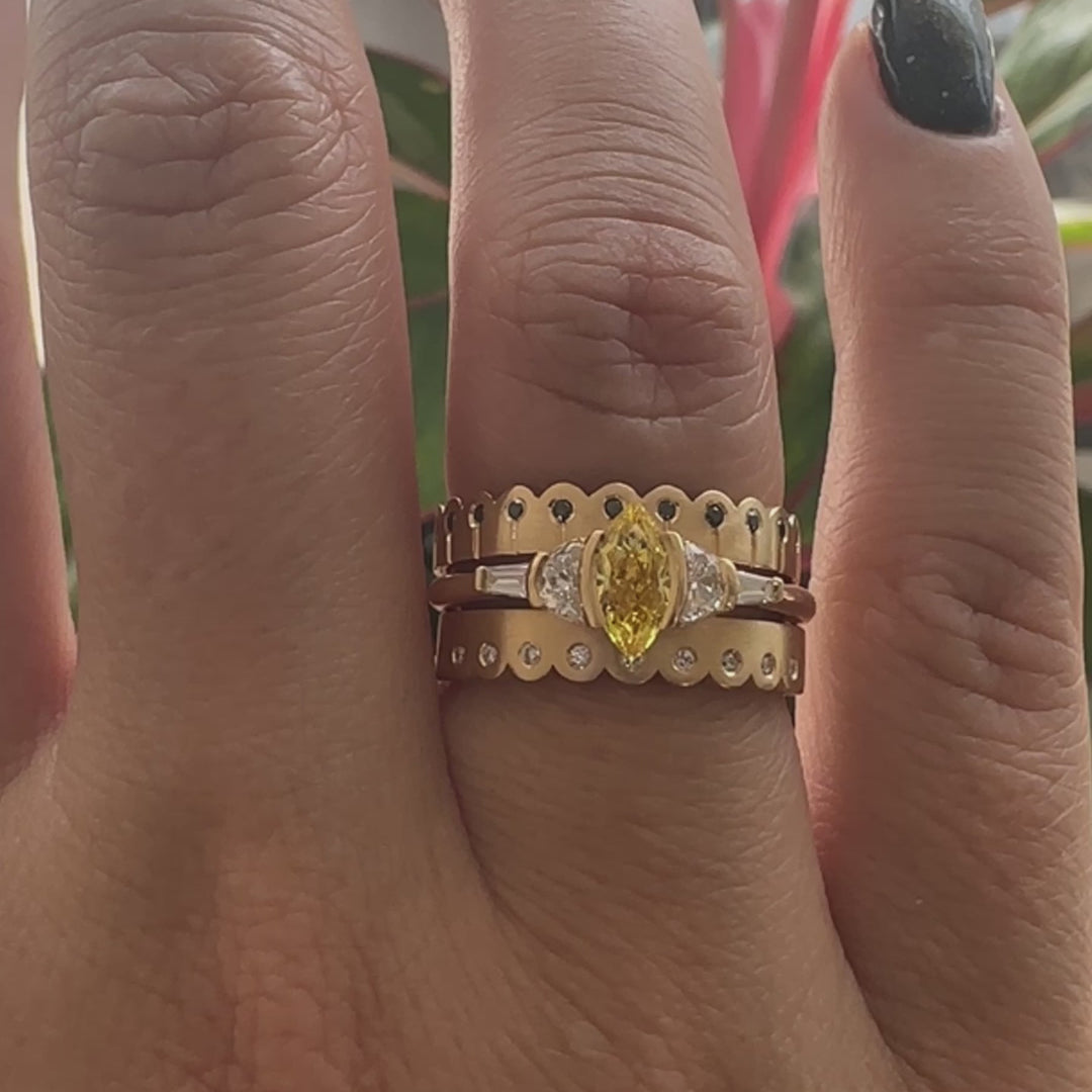 0.50CT Vivid Yellow Marquise Diamond Cluster Setting Lab Grown Engagement Ring