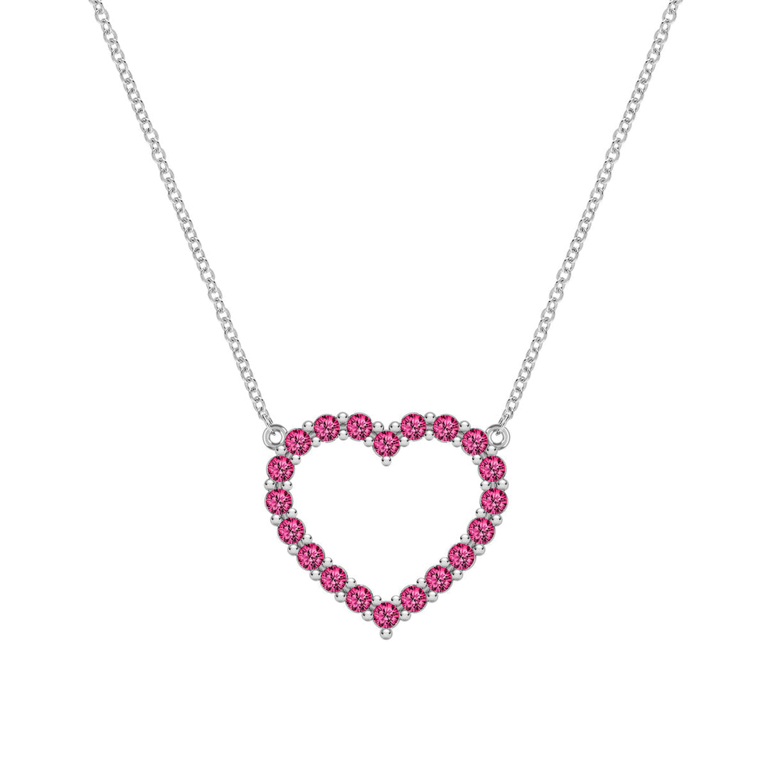 1.45TCW Round Open Heart Moissanite July Birthstone Necklace