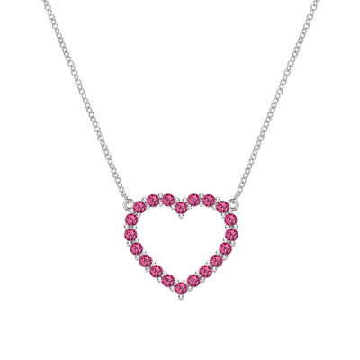 1.45TCW Round Open Heart Moissanite July Birthstone Necklace