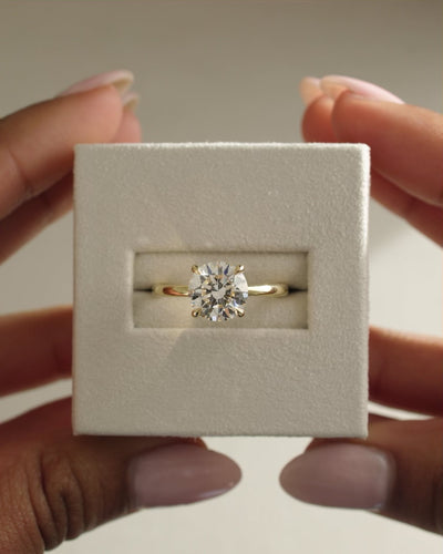 1.0 CT Round Brilliant Cut Hidden Halo Moissanite Engagement Ring