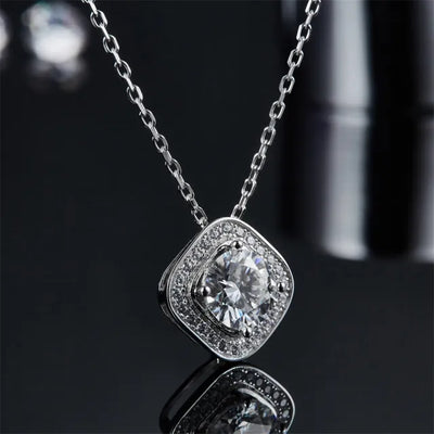 2.0CT Round Brilliant Cut Halo Moissanite Diamond Pendant Necklace For Women