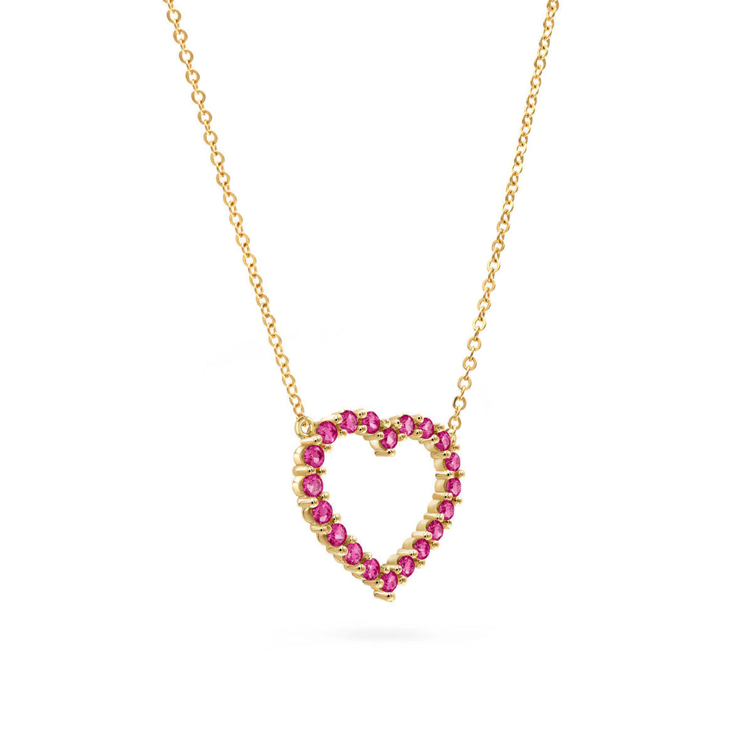 1.45TCW Round Open Heart Moissanite July Birthstone Necklace