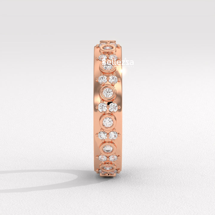 Round Diamond Cluster Setting Full Eternity Lab Grown Wedding Band