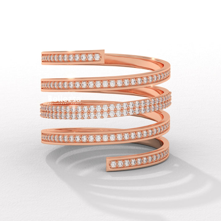 Round Diamond Spiral Style Unique Lab Grown Wedding Ring