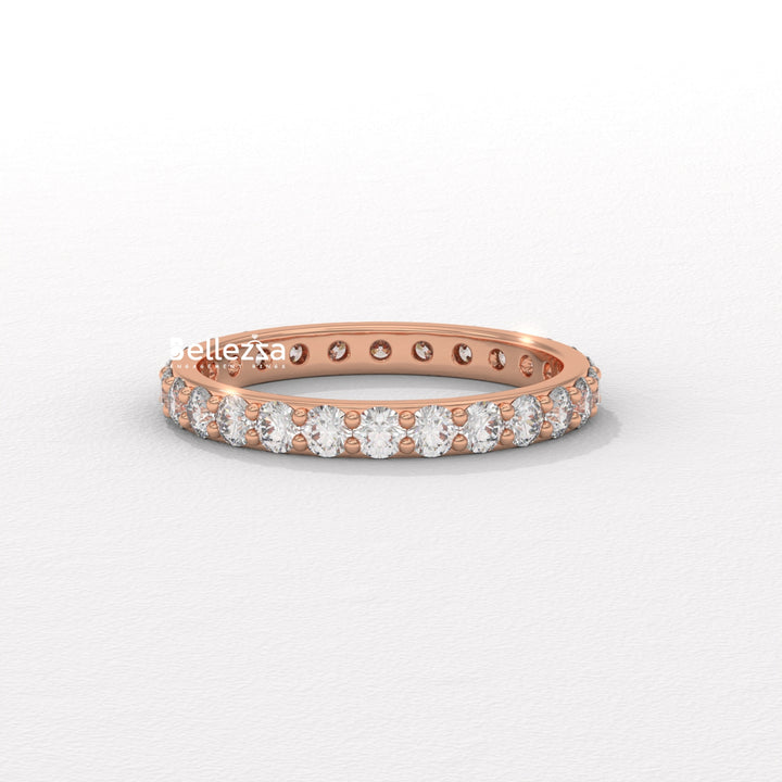 Round Diamond Full Eternity Pave Setting Lab Grown Wedding Band