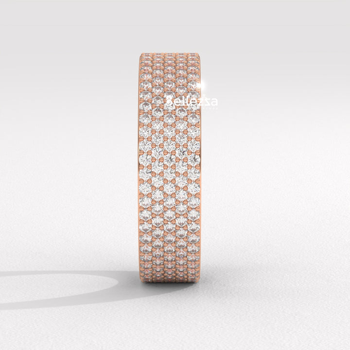 Round Diamond Cluster Setting Wide Eternity Wedding Band