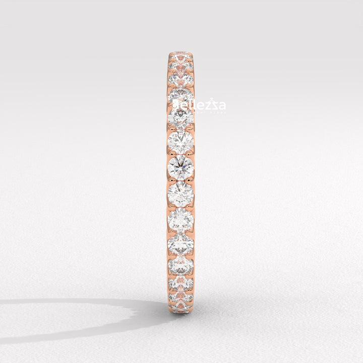 Round Diamond Full Eternity Pave Setting Lab Grown Wedding Band