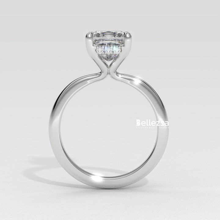 1.0-2.0CT Princess Cut CVD Diamond Hidden Halo Engagement Ring