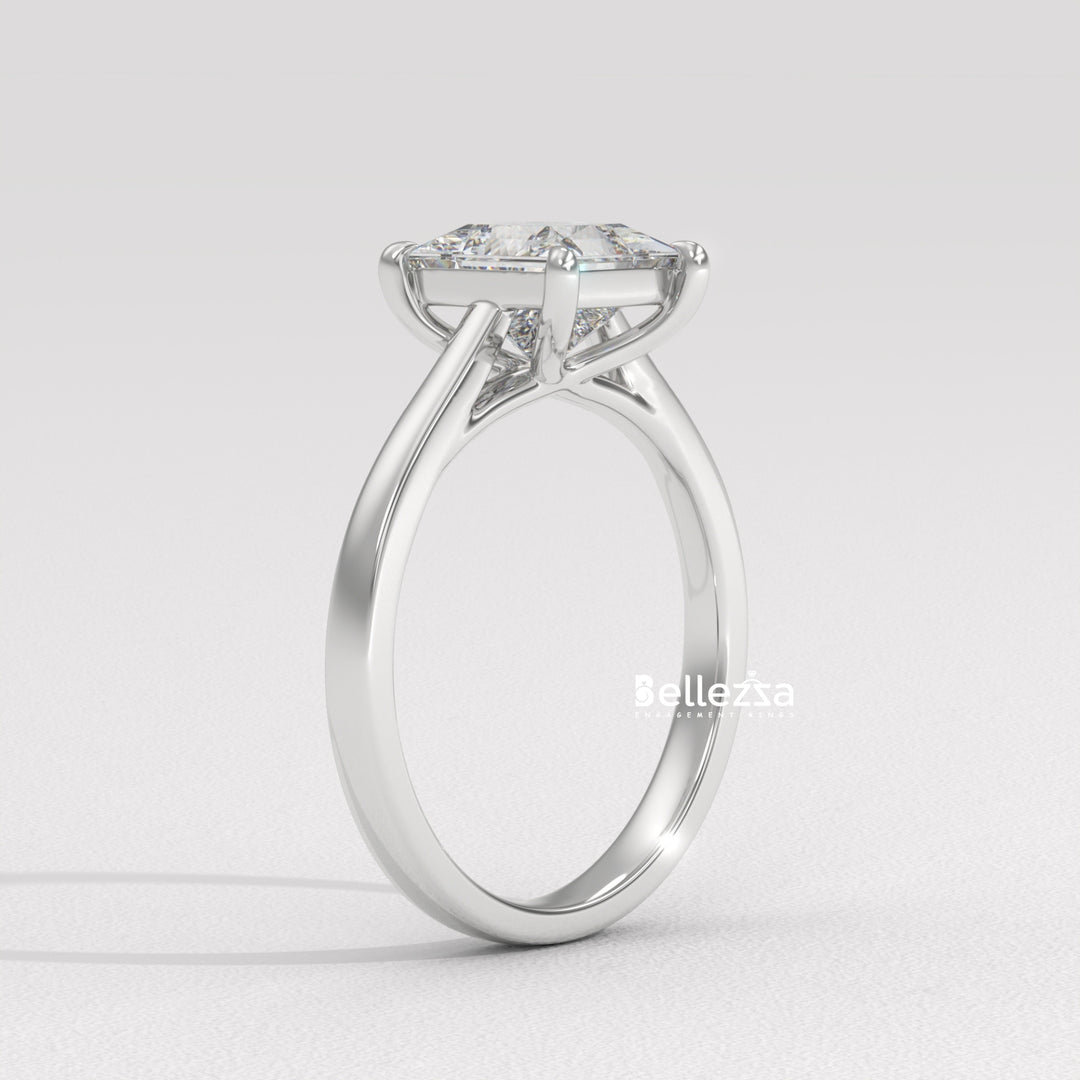 1.0-2.0CT Princess Diamond Solitaire Setting Lab Grown Engagement Ring