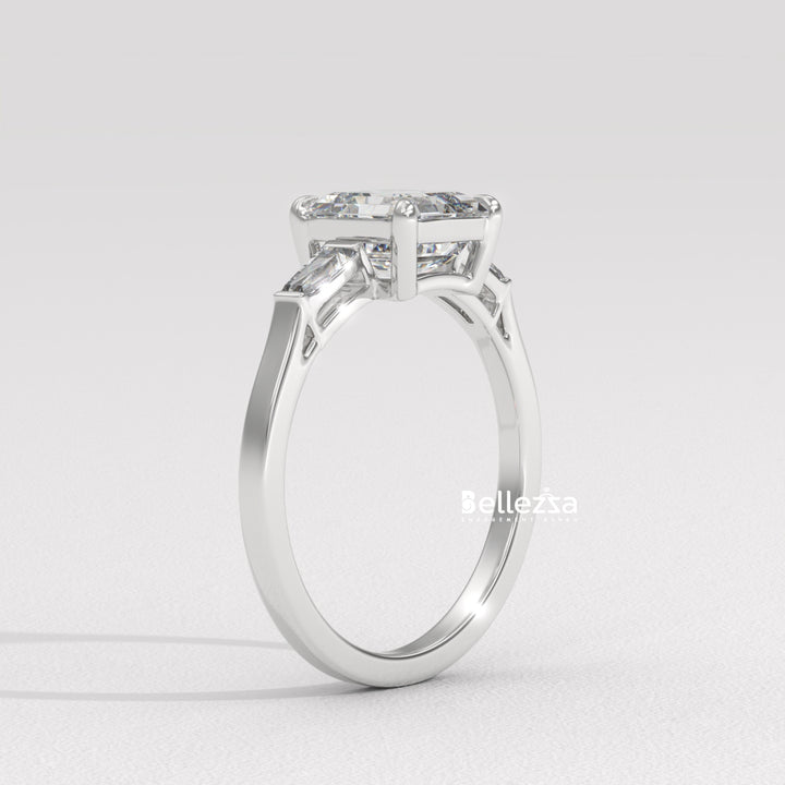 1.50-2.50CT Asscher Diamond Three Stone Lab Grown Engagement Ring