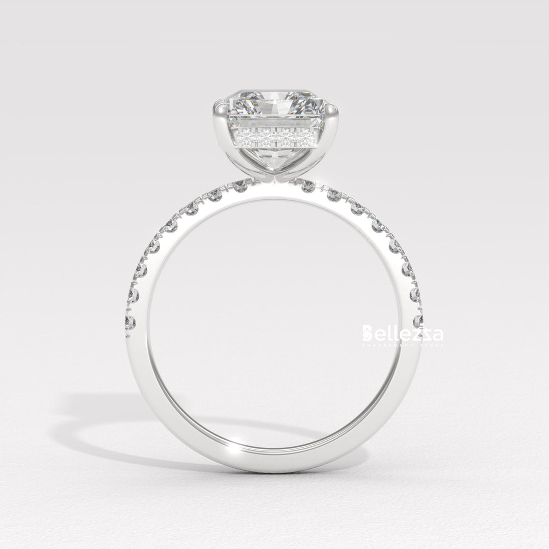2.50-3.50CT Radiant Diamond Hidden Halo Lab Grown Engagement Ring