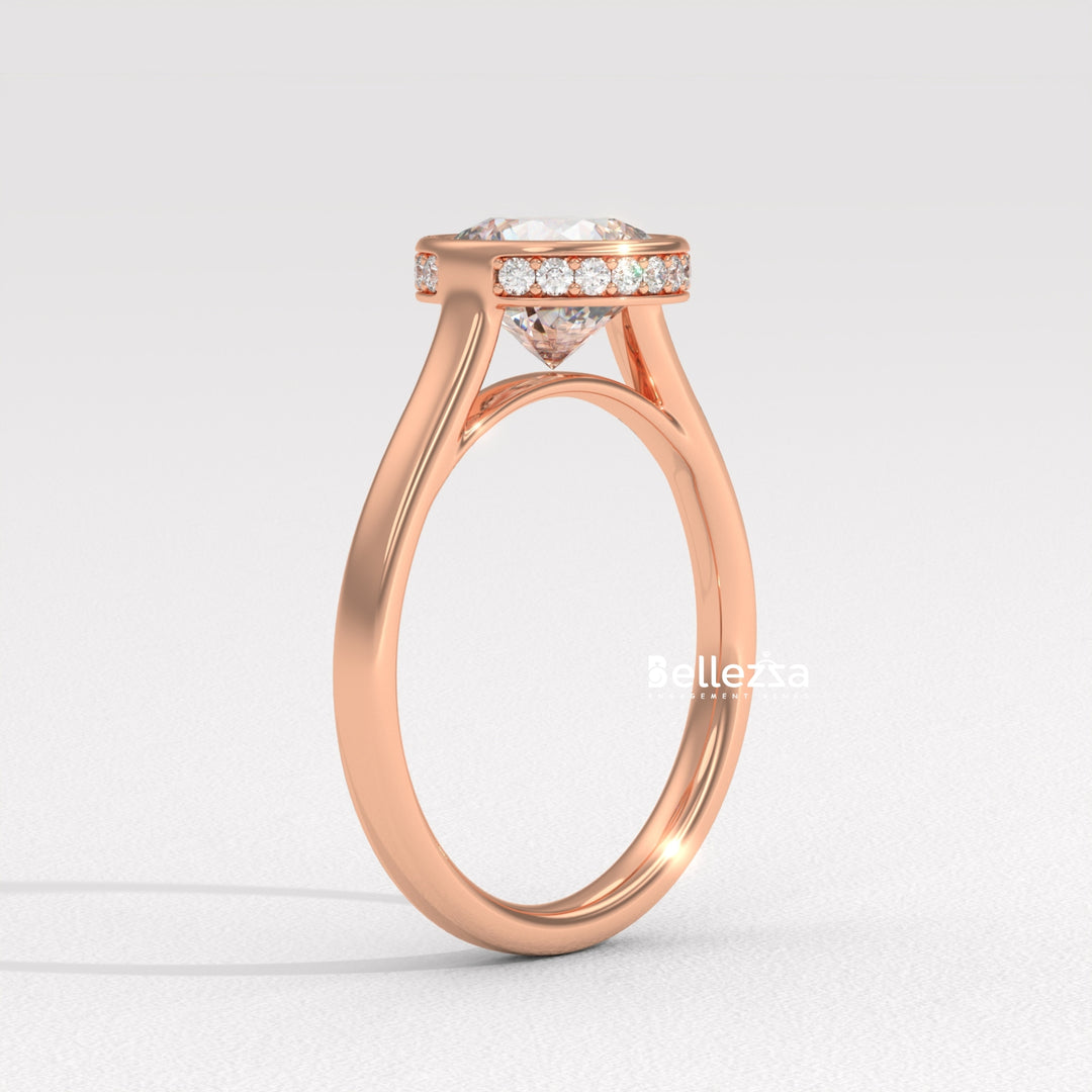 1.50-2.50CT Round Diamond Bezel Setting Lab Grown Engagement Ring