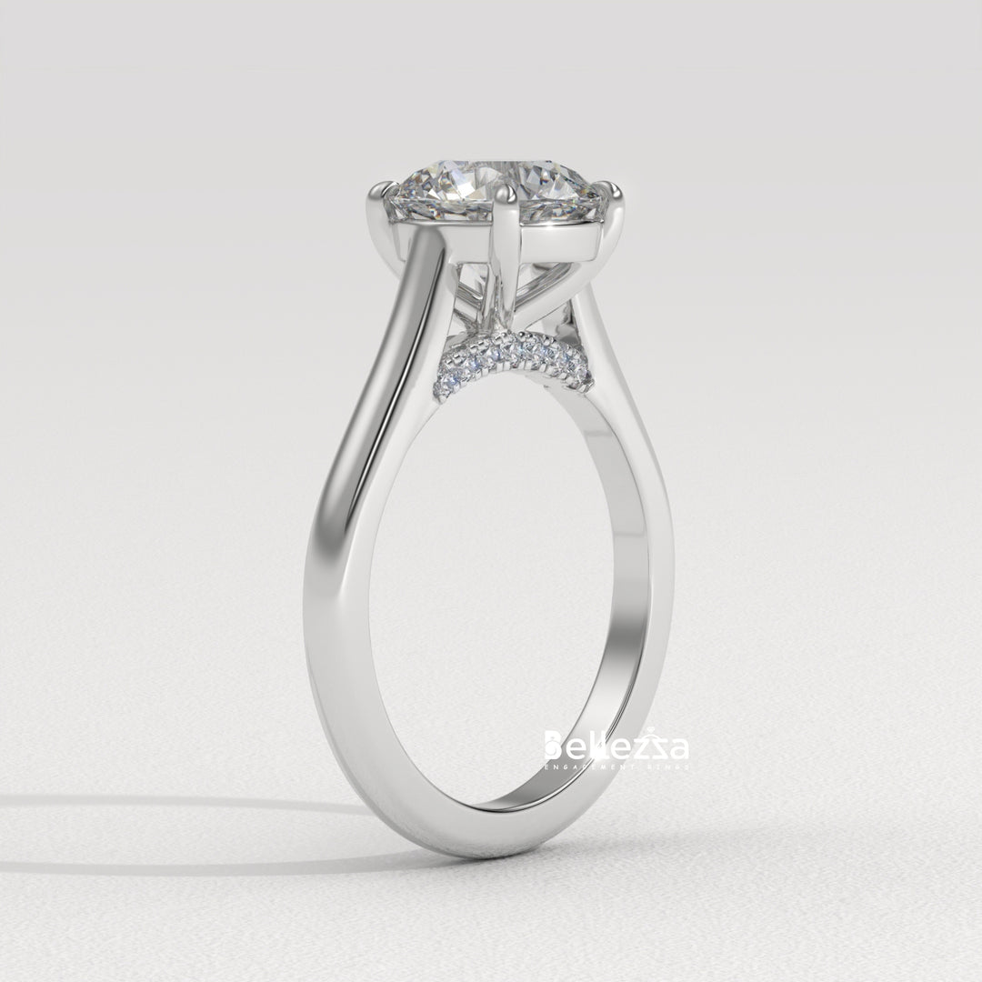 1.0-2.0CT Round Cut Hidden Diamond Lab Grown Engagement Ring