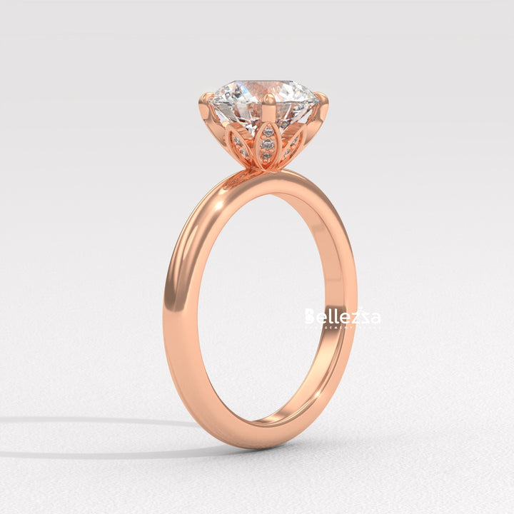 1.50-2.50CT Round Cut Hidden Diamond Lab Grown Engagement Ring