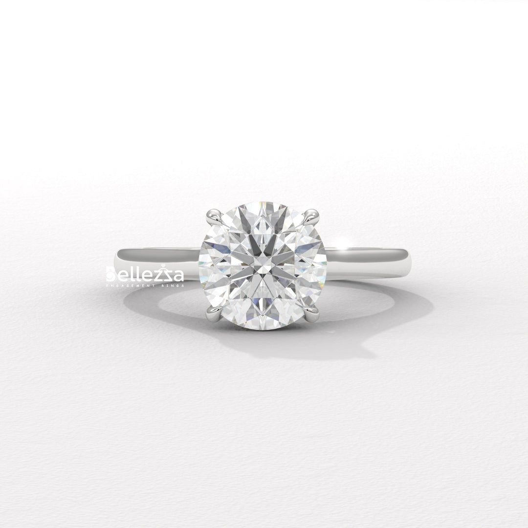 1.0-2.0CT Round Cut Hidden Diamond Lab Grown Engagement Ring