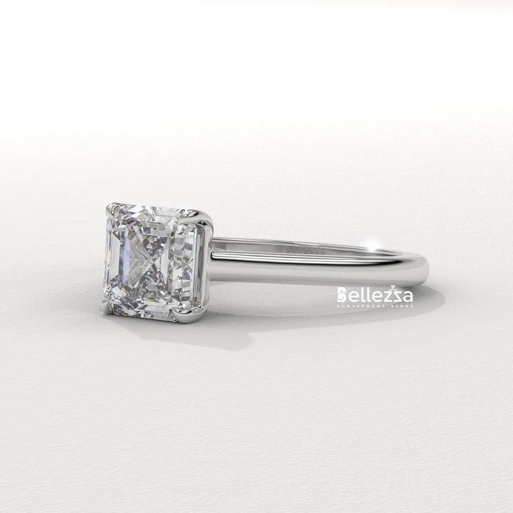 1.0-2.0CT Asscher Cut Solitaire CVD Diamond Engagement Ring